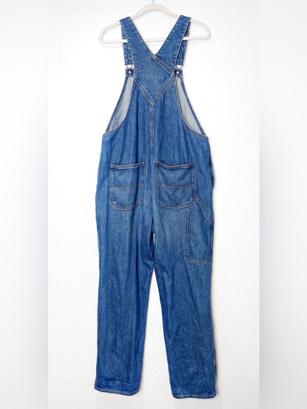 Old Navy Denim Overalls Bib Tapered Medium Wash Nikita Adjustable 100% Cotton 12 - Picture 2 of 7